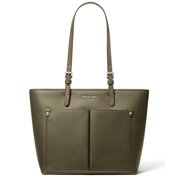 New Michael Kors Jet Set Travel Medium Double Pocket Tote Olive - Picture 4 of 5